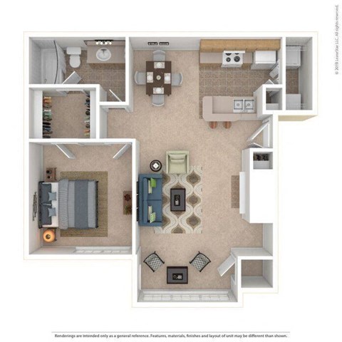 Floor plan for 1 bed, 1 bath, 800 sqft